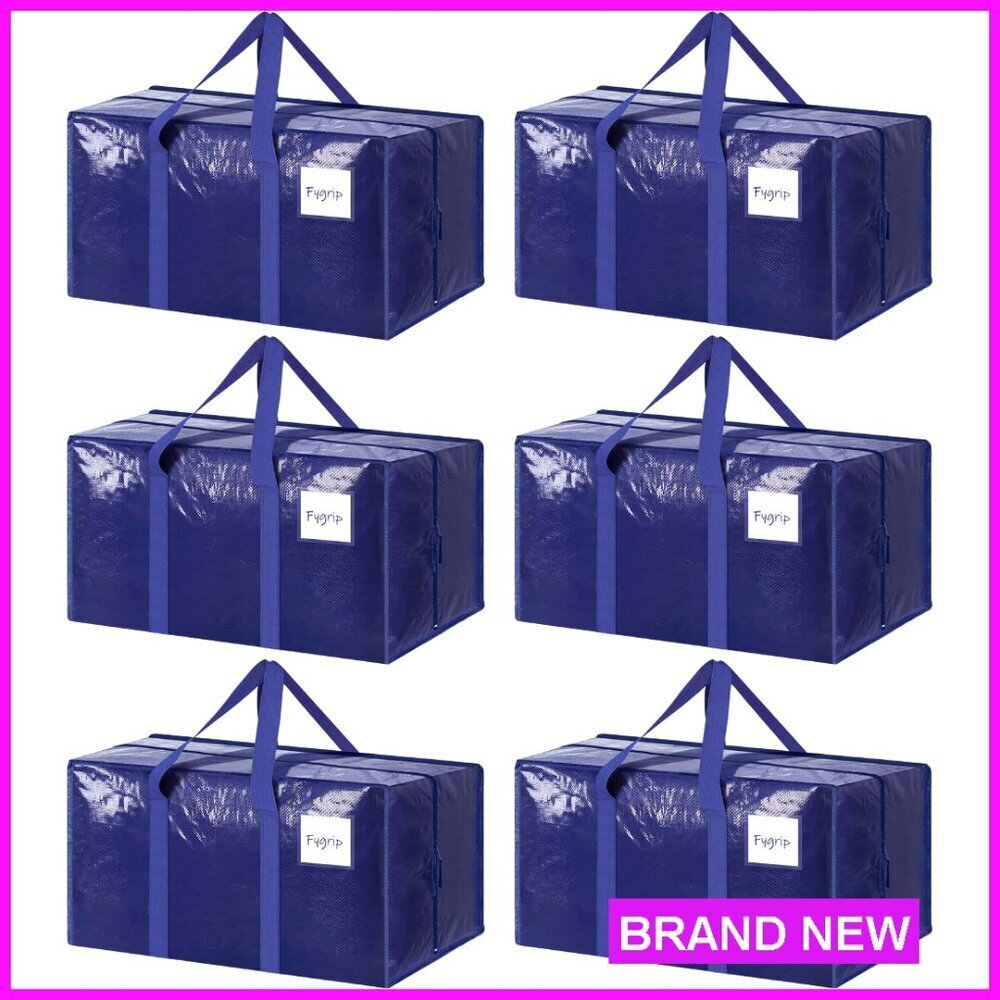 Extra Heavy Duty Moving Bags, 6 Pack Large Storage Totes with Zipper